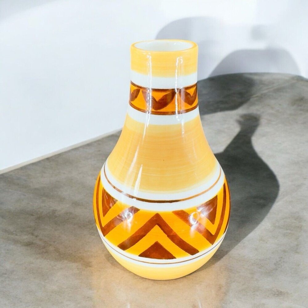 Vintage 1980s Hand Painted Ceramic Porcelain Vase Vessel Made In Thailand Vtg